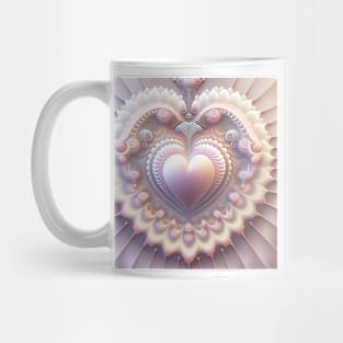 A Fractal Design in A Heart Motif Mug